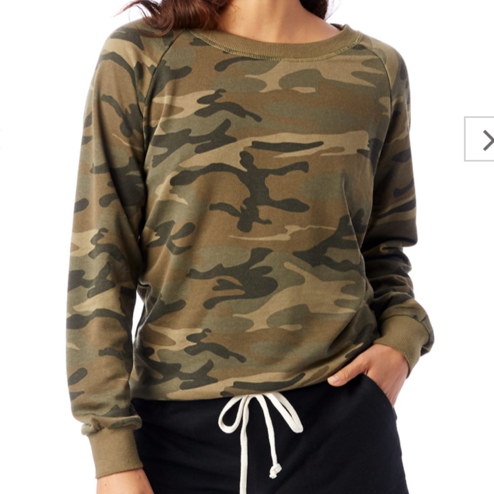 Alternative Apparel Lazy Day Green Camo Pullover Sweatshirt M - Picture 2 of 14